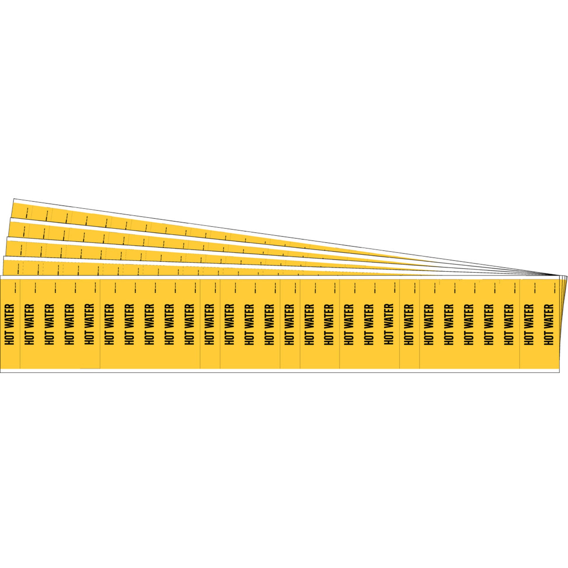 Brady "Hot Water" Semi-Conductor & Chemical Pipe Markers, Self-Adhesive, 1/2" H x 2-1/4" W, Black on Yellow