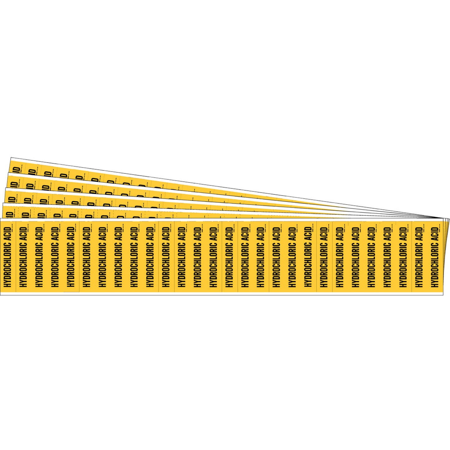 Brady "Hydrochloric Acid" Semi-Conductor & Chemical Pipe Markers, Self-Adhesive, 1/2" H x 2-1/4" W, Black on Yellow
