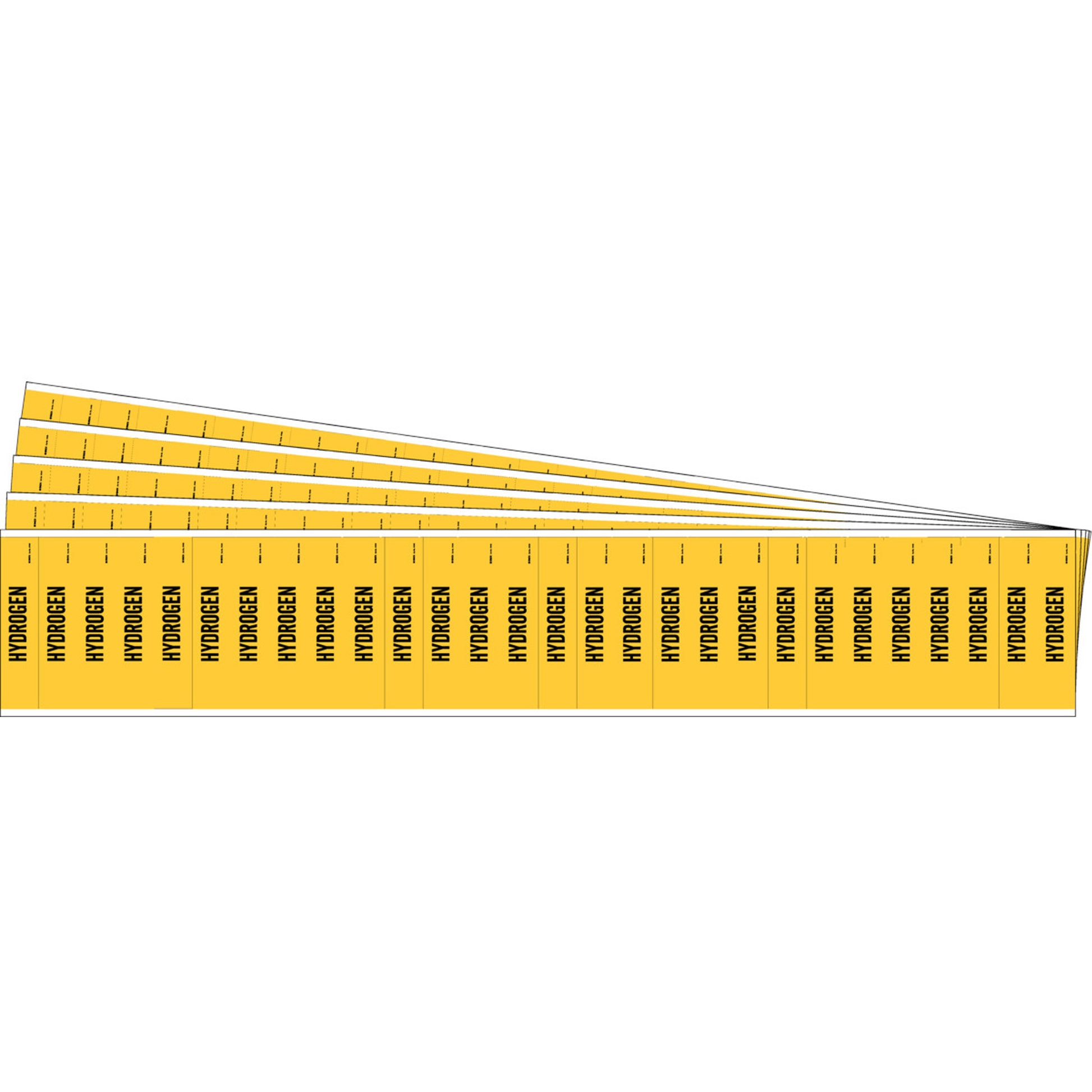 Brady "Hydrogen" Semi-Conductor & Chemical Pipe Markers, Self-Adhesive, 1/2" H x 2-1/4" W, Black on Yellow