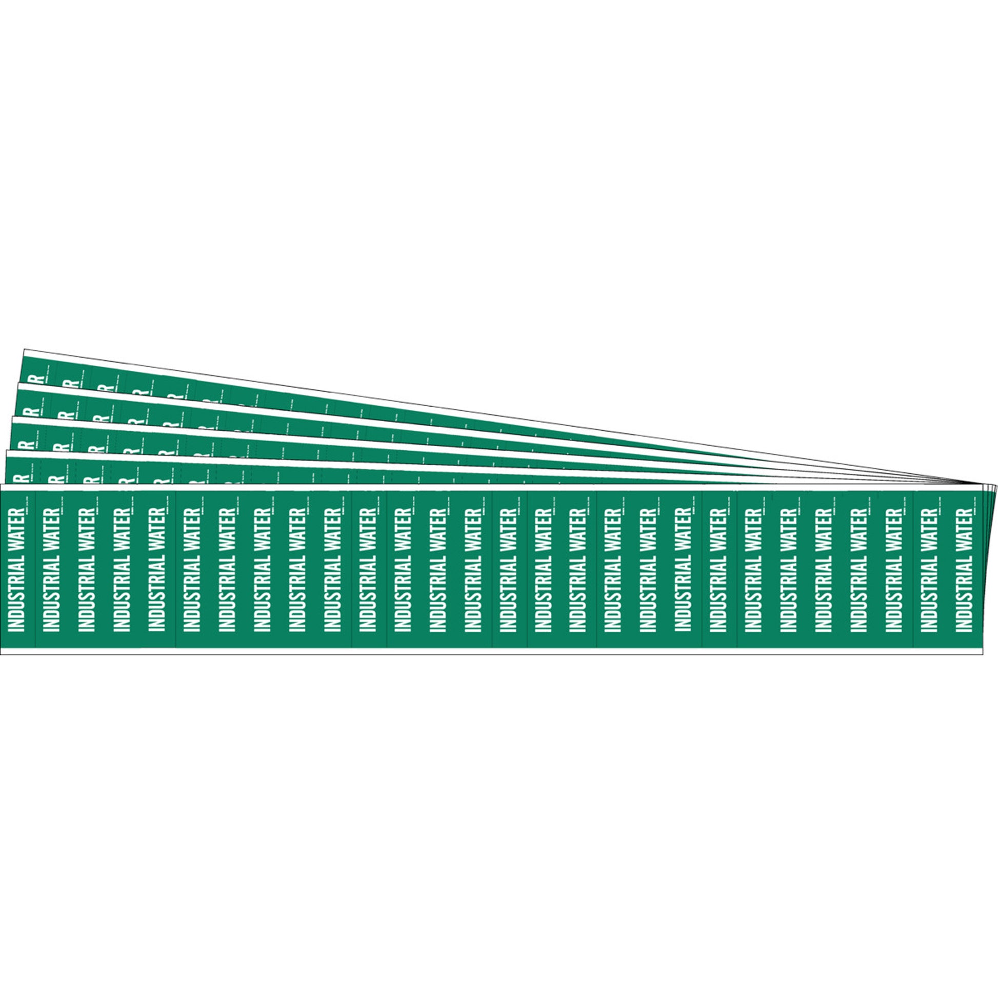Brady "Industrial Water" Semi-Conductor & Chemical Pipe Markers, Self-Adhesive, 1/2" H x 2-1/4" W, White on Green