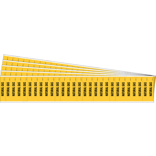 Brady "Natural Gas" Semi-Conductor & Chemical Pipe Markers, Self-Adhesive, 1/2" H x 2-1/4" W, Black on Yellow