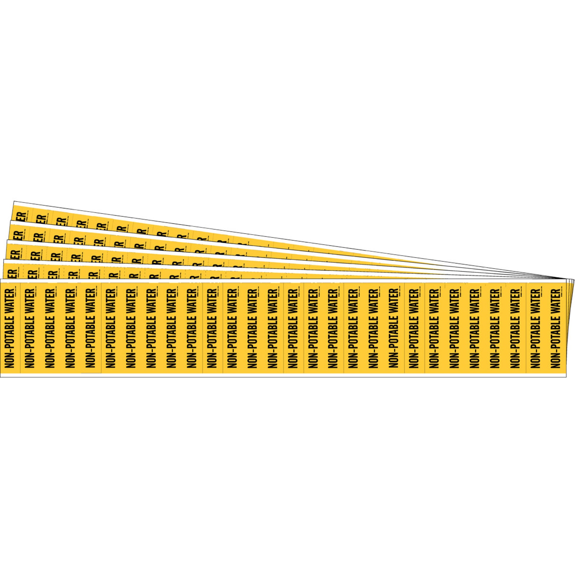 Brady "Non-Potable Water" Semi-Conductor & Chemical Pipe Markers, Self-Adhesive, 1/2" H x 2-1/4" W, Black on Yellow