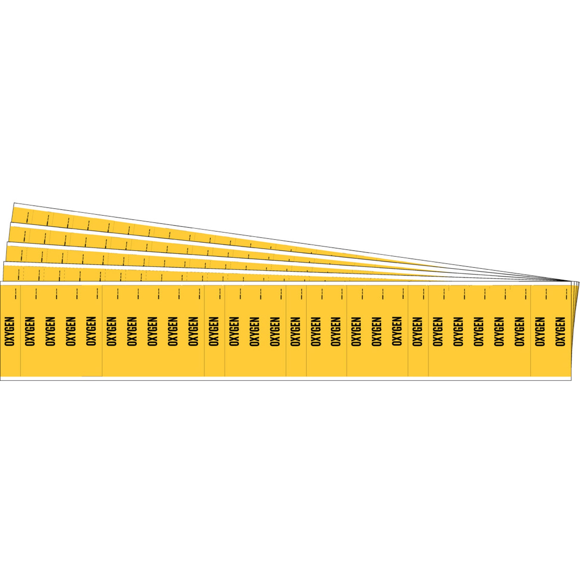 Brady "Oxygen" Semi-Conductor & Chemical Pipe Markers, Self-Adhesive, 1/2" H x 2-1/4" W, Black on Yellow
