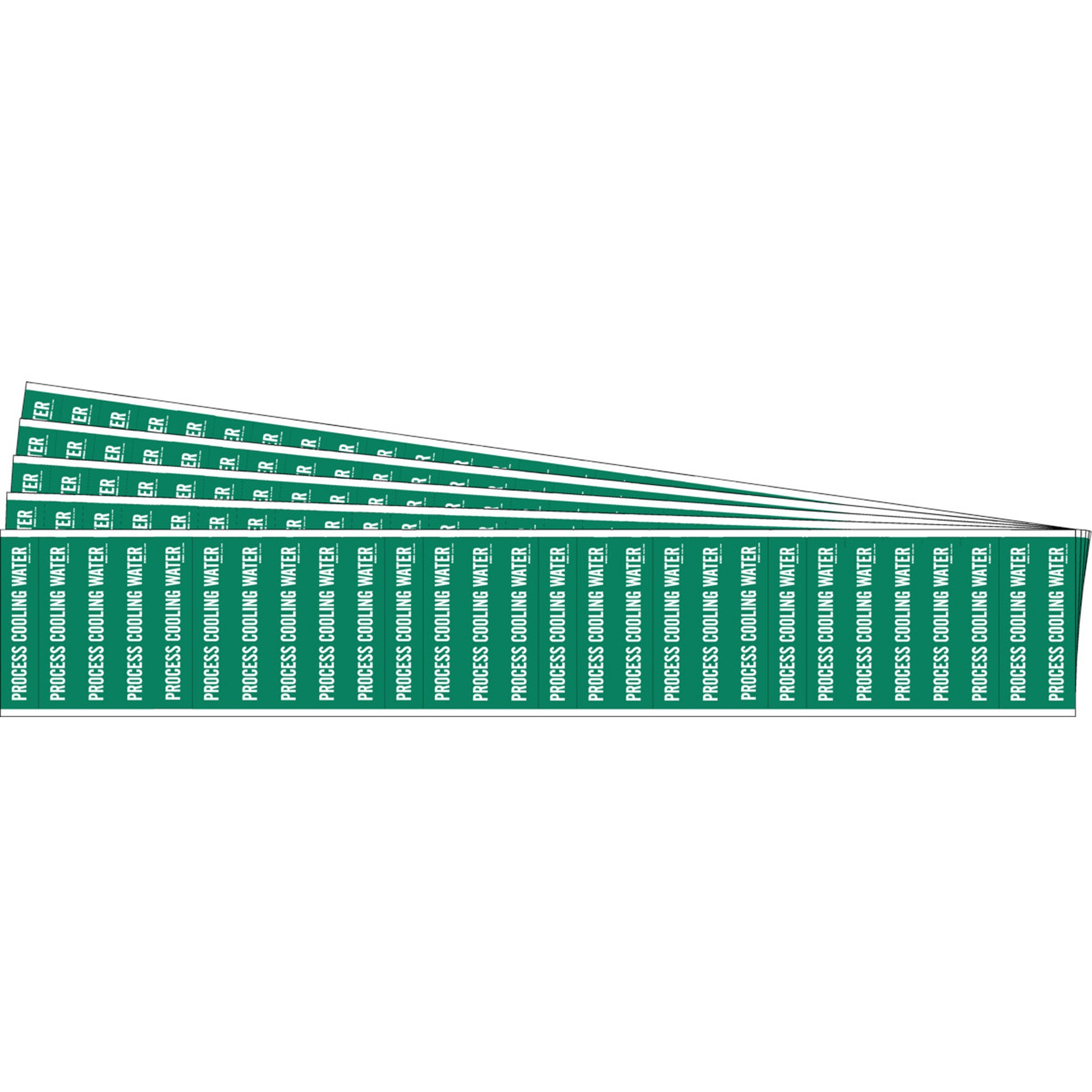 Brady "Process Cooling Water" Semi-Conductor & Chemical Pipe Markers, Self-Adhesive, 1/2" H x 2-1/4" W, White on Green