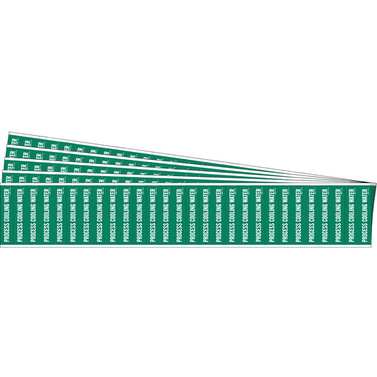Brady "Process Cooling Water" Semi-Conductor & Chemical Pipe Markers, Self-Adhesive, 1/2" H x 2-1/4" W, White on Green