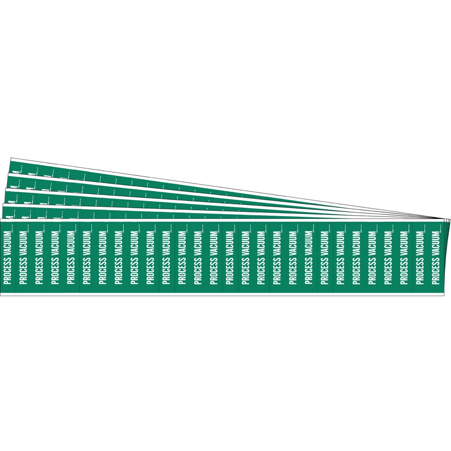 Brady "Process Vacuum" Semi-Conductor & Chemical Pipe Markers, Self-Adhesive, 1/2" H x 2-1/4" W, White on Green