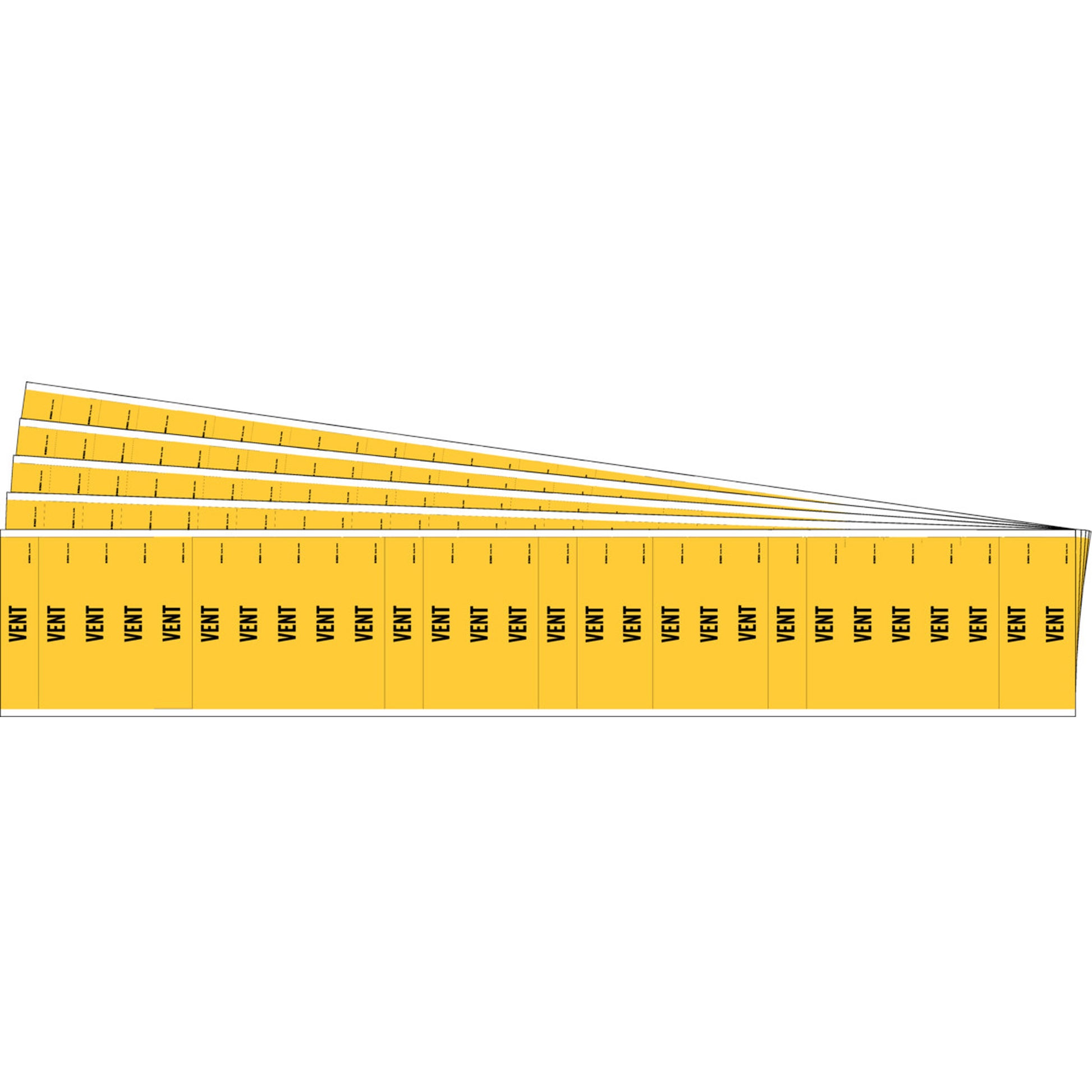 Brady "Vent" Semi-Conductor & Chemical Pipe Markers, Self-Adhesive, 1/2" H x 2-1/4" W, Black on Yellow