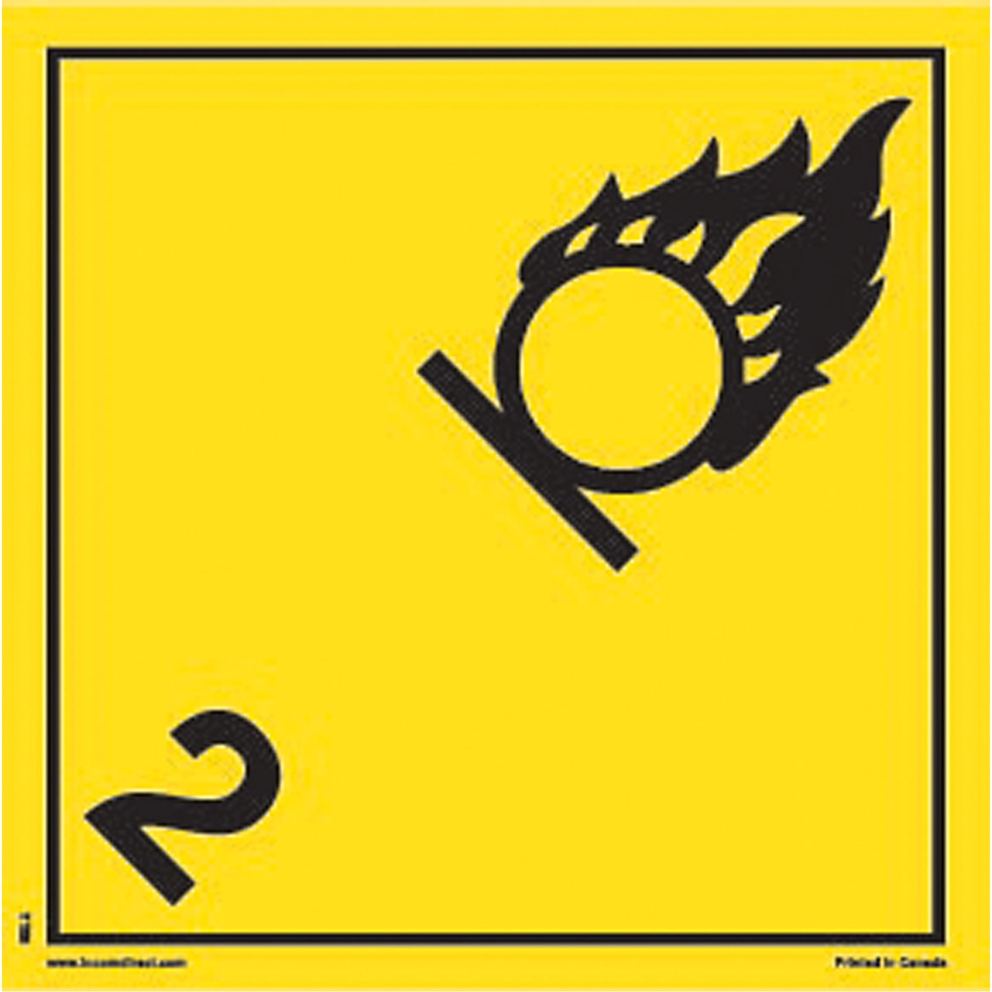 Incom Top Tape & Label Oxidizing Gases TDG Shipping Labels, Class 2, Gases, Paper