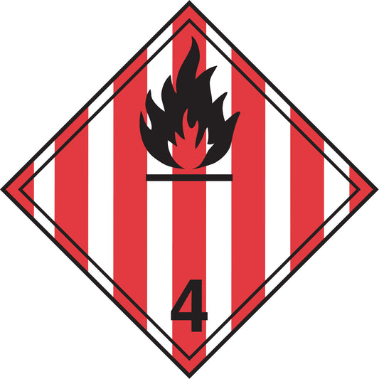 Incom Top Tape & Label TDG Shipping Labels, Class 4.1, Flammable Solids, Vinyl