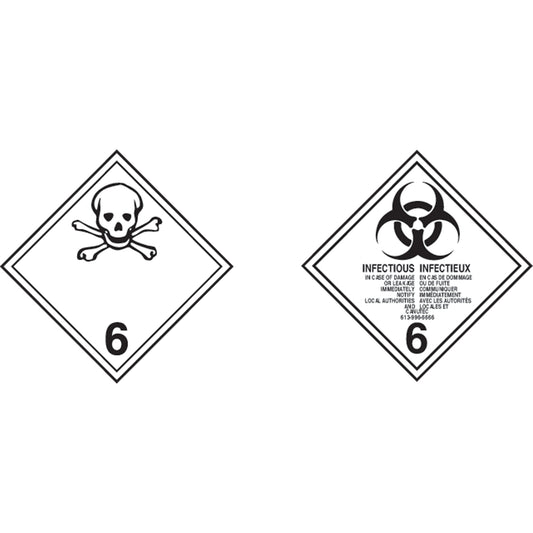 Incom Top Tape & Label TDG Shipping Labels, Class 6.1, Toxic Substances, Paper