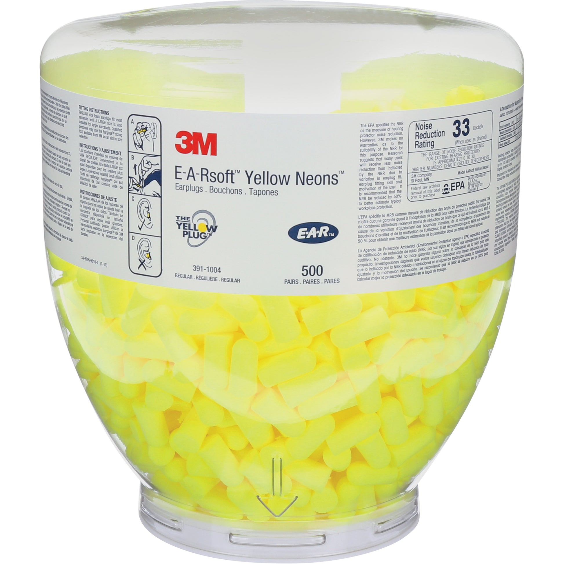 3M E-A-Rsoft™ Yellow Neons™ Earplugs, Bulk - Canister