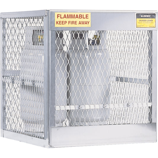 Aluminum LPG Cylinder Locker Storage, 4 Cylinder Capacity, 30" W x 32" D x 33-1/2" H, Silver