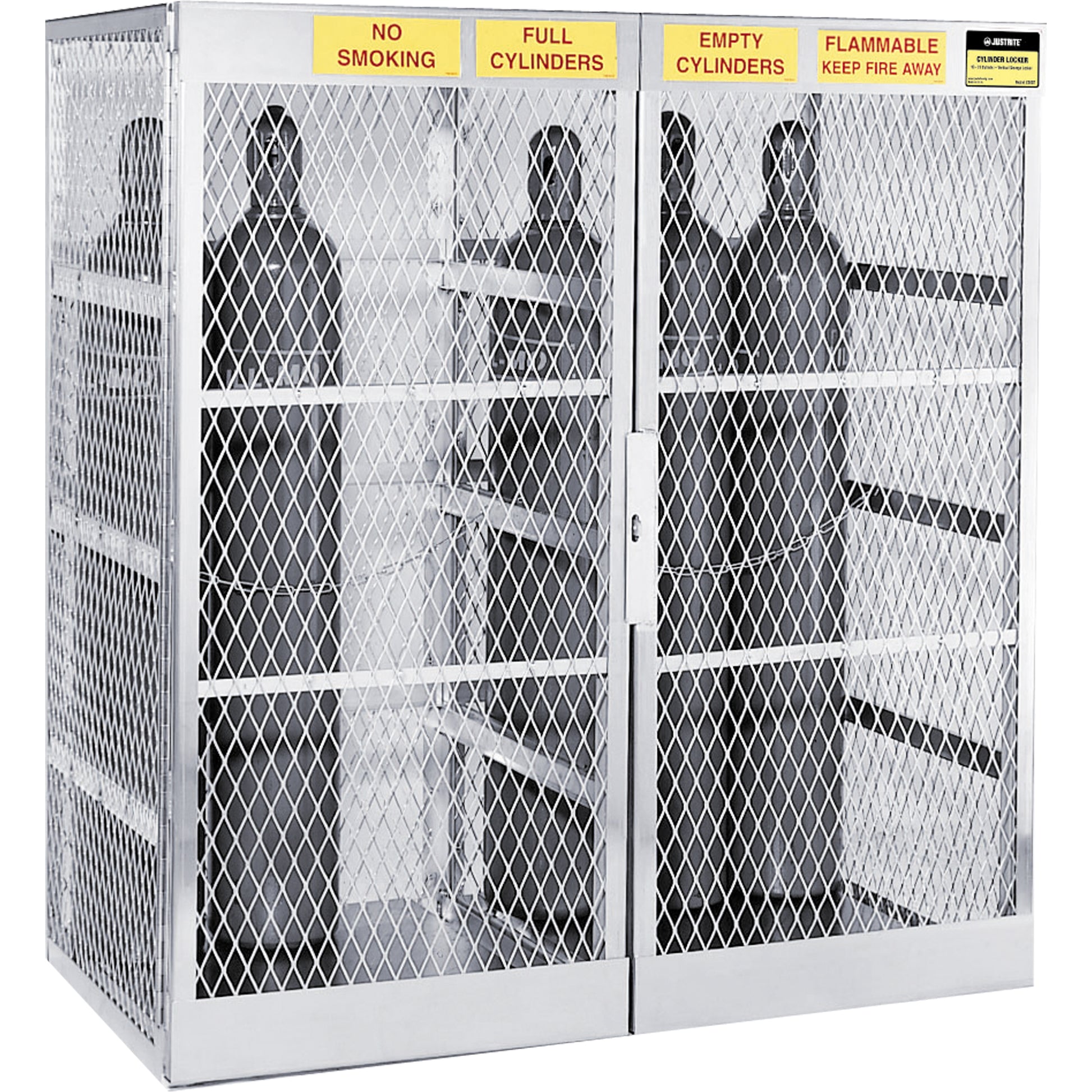 Aluminum LPG Cylinder Locker Storage, 20 Cylinder Capacity, 60" W x 32" D x 65" H, Silver