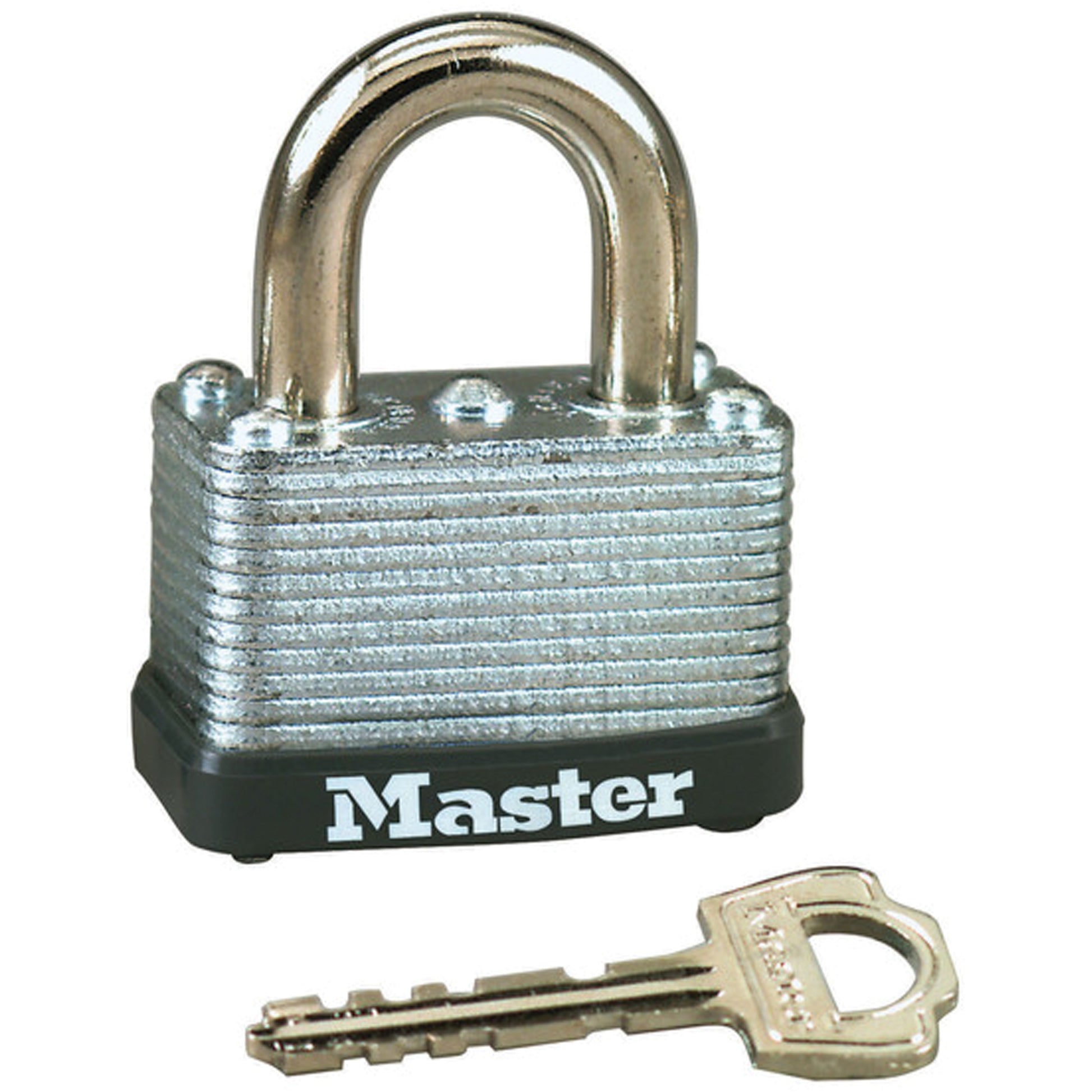 Master Lock Warded Padlock, Keyed Alike, Laminated Steel, 1-1/2" Width