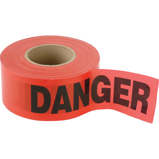 C.H. Hanson Standard Smaller Barricade Tape, English, 3" W x 300' L, 2 mils, Black on Red