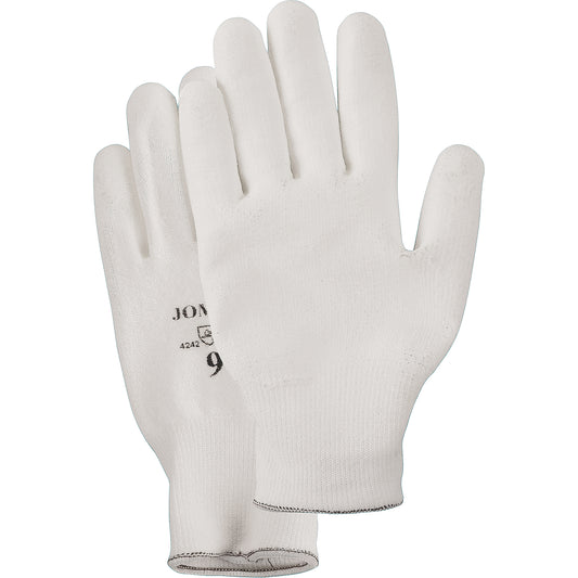 Jomac Canada White Knit Palm Coated Gloves, Size Large/9, Polyurethane Coated, HPPE Shell, EN 388 Level 2