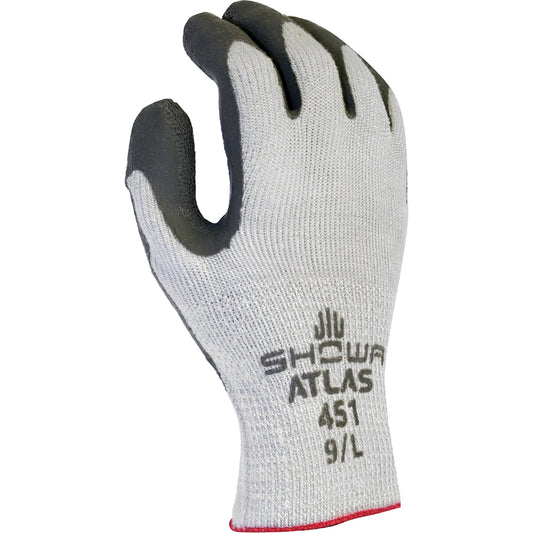 Showa Atlas Therma Fit® 451 Coated Gloves, 9/Large, Rubber Latex Coating, 10 Gauge, Cotton Shell