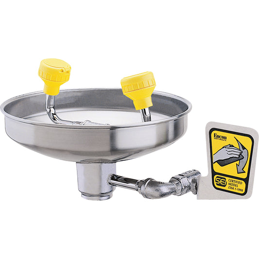 Encon Eyewash With Acetal Heads, Wall-Mount Installation, Stainless Steel Bowl