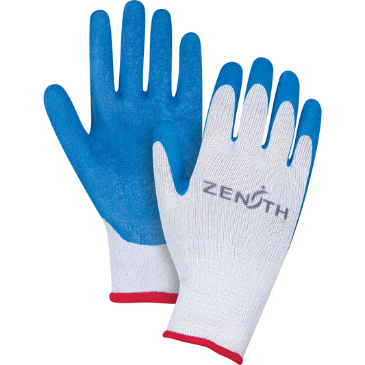 Zenith Safety Products Natural Rubber Seamless Knit Coated Gloves, 9/Large, Rubber Latex Coating, 10 Gauge, Polyester/Cotton Shell