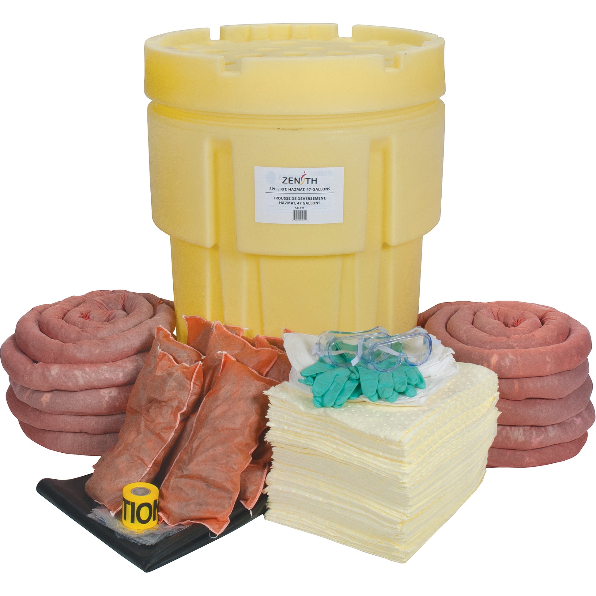 Zenith Safety Products Hazardous Materials Spill Kit, Hazmat, Drum, 95 US gal. Absorbancy