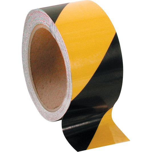 Incom Top Tape & Label Hazard Warning Tape - Non-Laminated, 3" x 108', Vinyl, Black and Yellow