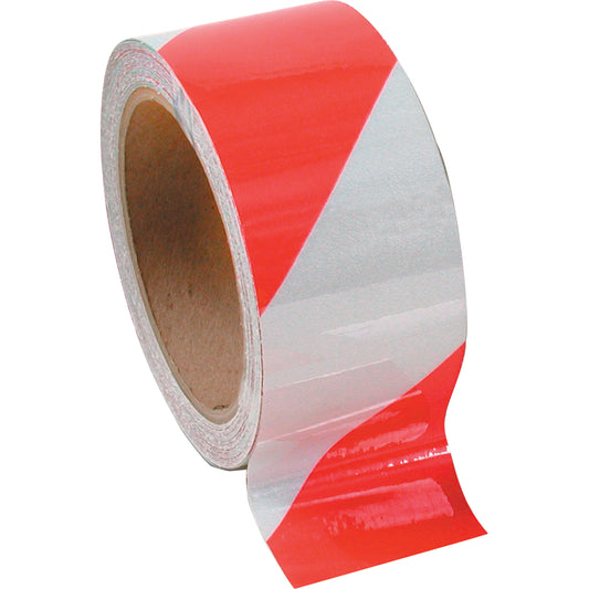 Incom Top Tape & Label Hazard Warning Tape - Non-Laminated, 2" x 108', Vinyl, Red and White