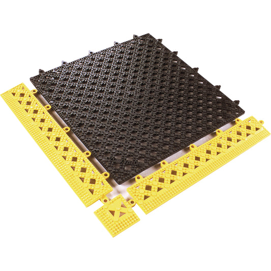 Notrax Modular Lok-Tyle No. 523 - Tile, Vinyl, 1' W x 1' L, 9/16" Thick, Black