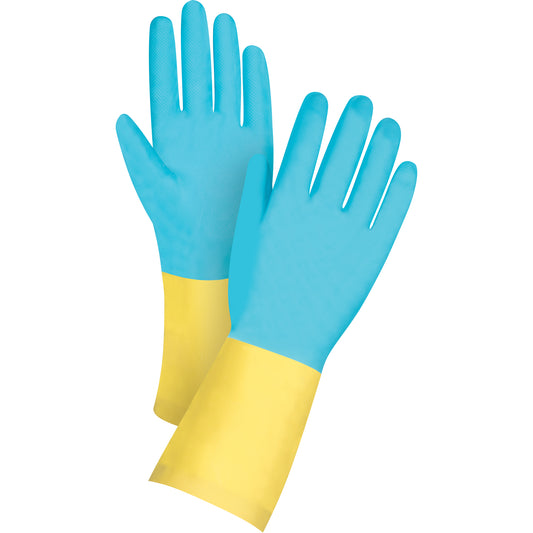 Zenith Safety Products Premium Dipped Chemical-Resistant Gloves, Size Large/9, 12" L, Neoprene/Rubber Latex, Flock-Lined Inner Lining, 20-mil