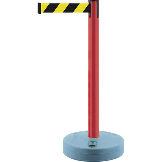 Tensator Outdoor Tensabarrier® Unit, Plastic, 37" H, Black/Yellow Tape, 7.5' Tape Length