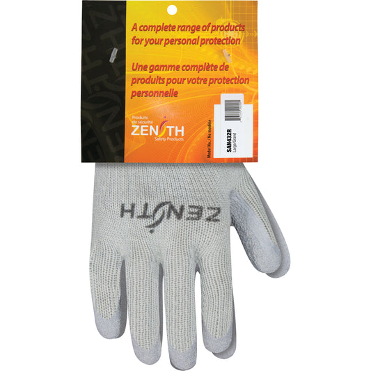 Zenith Safety Products Natural Rubber Comfort-Lined Coated Gloves, 9/Large, Rubber Latex Coating, 10 Gauge, Polyester/Cotton Shell