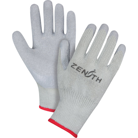 Zenith Safety Products Natural Rubber Comfort-Lined Coated Gloves, 8/Medium, Rubber Latex Coating, 10 Gauge, Polyester/Cotton Shell