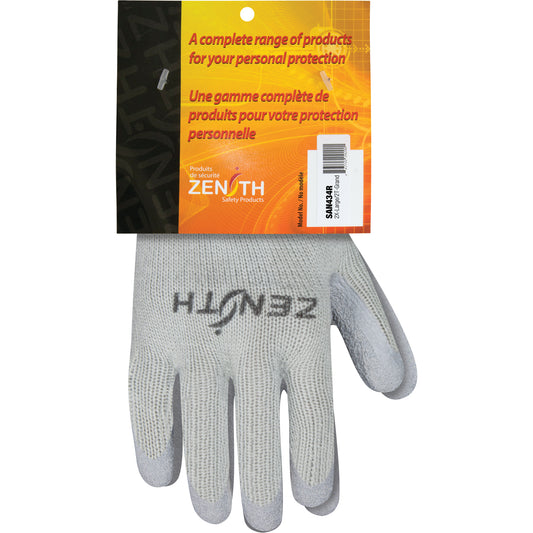 Zenith Safety Products Natural Rubber Comfort-Lined Coated Gloves, 11/2X-Large, Rubber Latex Coating, 10 Gauge, Polyester/Cotton Shell