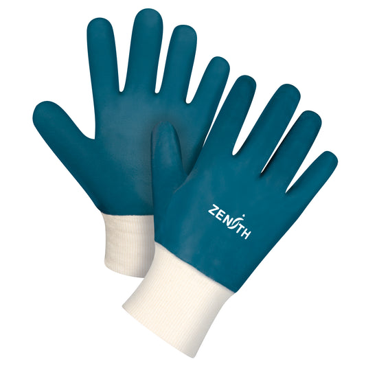 Zenith Safety Products Heavyweight Knit Wrist Gloves, 8/Medium, Nitrile Coating, Cotton Shell
