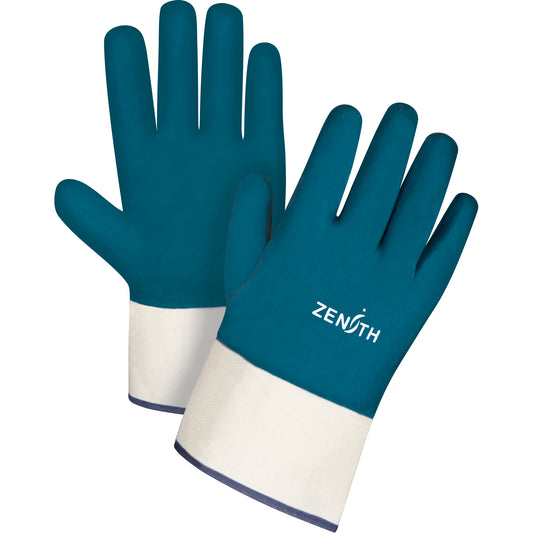 Zenith Safety Products Heavyweight Safety Cuff Gloves, 11/2X-Large, Nitrile Coating, Cotton Shell