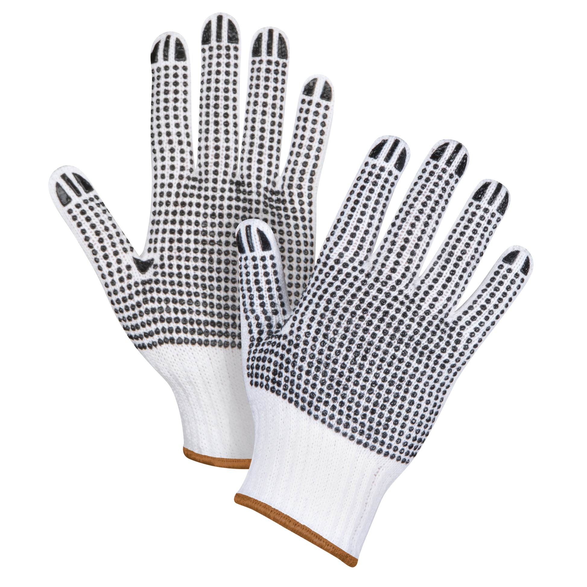 Zenith Safety Products Double-Sided Dotted String Knit Gloves, Poly/Cotton, Double Sided, 7 Gauge, Large