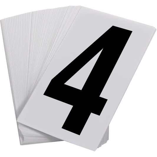 Incom Top Tape & Label Pressure Sensitive Numbering, 4, 3-1/2" H, Black on White