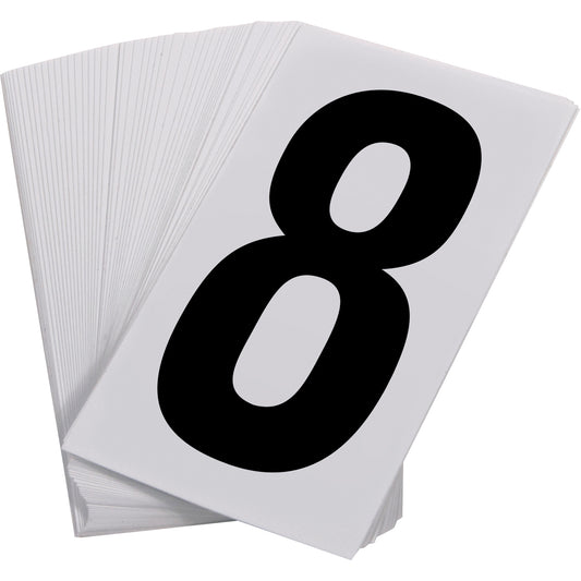 Incom Top Tape & Label Pressure Sensitive Numbering, 8, 3-1/2" H, Black on White