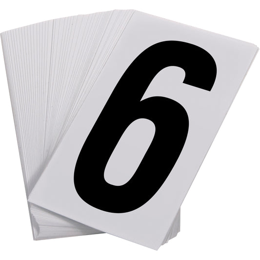 Incom Top Tape & Label Pressure Sensitive Numbering, 6, 3-1/2" H, Black on White