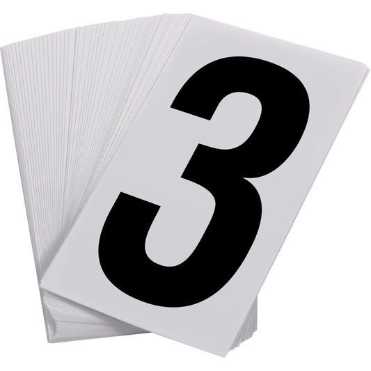 Incom Top Tape & Label Pressure Sensitive Numbering, 3, 3-1/2" H, Black on White