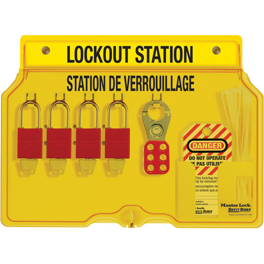 Master Lock Lockout Station, Aluminum Padlocks, 4 Padlock Capacity, Padlocks Included