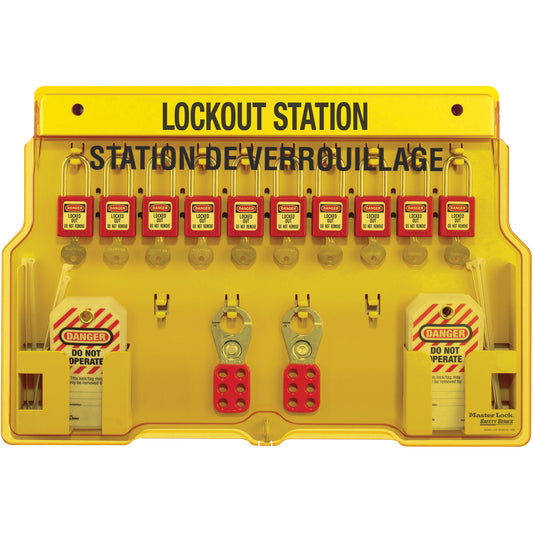 Master Lock Lockout Stations, Thermoplastic Padlocks, 10 Padlock Capacity, Padlocks Included