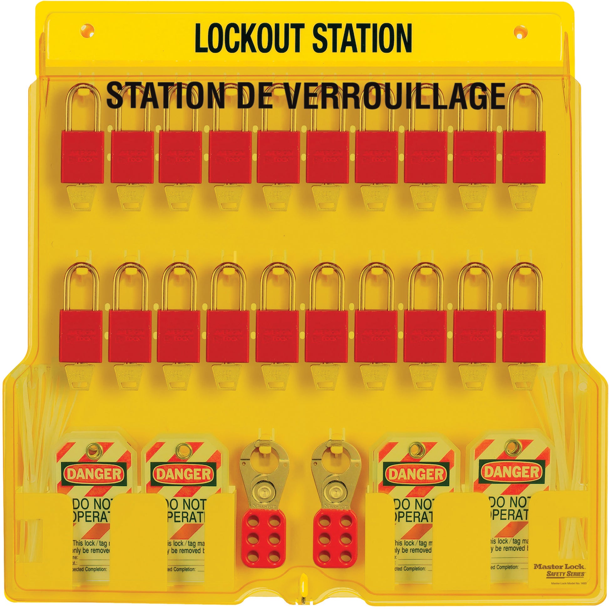 Master Lock Lockout Station, Thermoplastic Padlocks, 20 Padlock Capacity, Padlocks Included