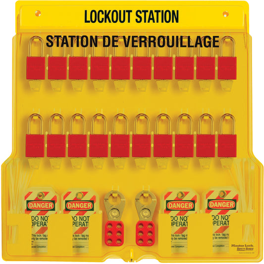 Master Lock Lockout Station, Thermoplastic Padlocks, 20 Padlock Capacity, Padlocks Included