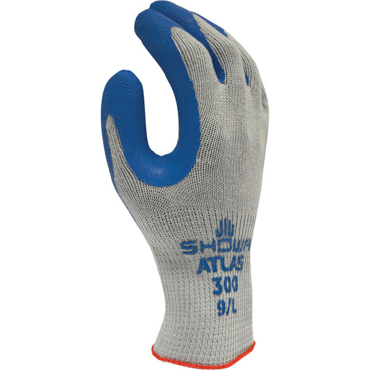 Showa Atlas Fit® 300 Coated Gloves, 8/Medium, Rubber Latex Coating, 10 Gauge, Polyester/Cotton Shell