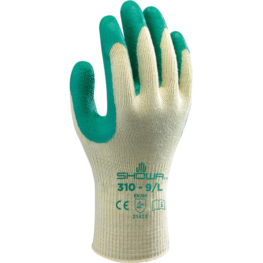 Showa String Knit Gloves, 9/Large, Rubber Latex Coating, 10 Gauge, Polyester/Cotton Shell