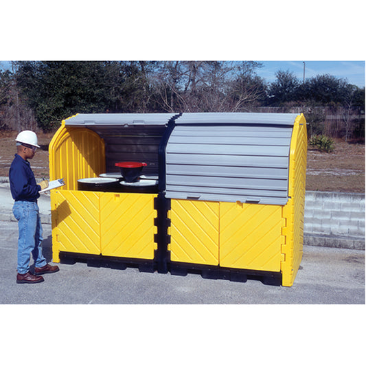Ultratech Ultra-Hard Top Plus Spill Pallets With Drain, 126" L x 62" W x 79" H, 18000 lbs. Load Capacity