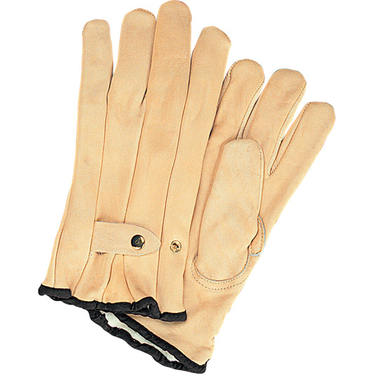Zenith Safety Products Winter-Lined Ropers Gloves, Large, Grain Cowhide Palm, Fleece Inner Lining