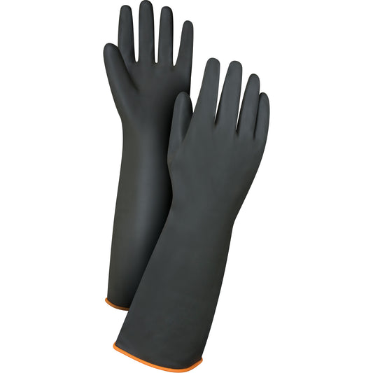 Zenith Safety Products Heavyweight Chemical-Handling Gloves, Size Large/9, 18" L, Rubber Latex, 30-mil