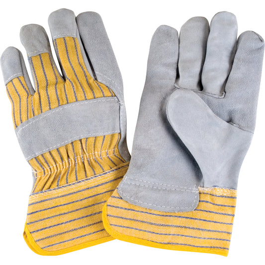 Zenith Safety Products Premium Rugged Fitters Gloves, Large, Split Cowhide Palm, Cotton Inner Lining