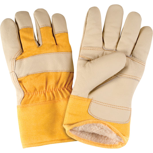 Zenith Safety Products Standard-Duty Winter-Lined Fitters Gloves, X-Large, Grain Cowhide Palm, Boa Inner Lining